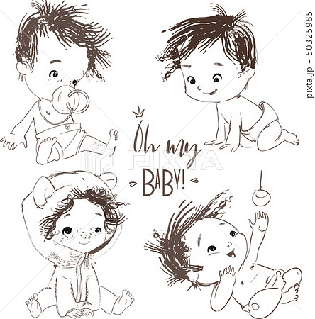 set with cartoon little baby boy set with cartoon little baby boy 50325985