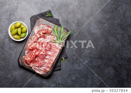 Spanish jamon, prosciutto crudo ham, italian Spanish jamon, prosciutto crudo ham, italian 50327834