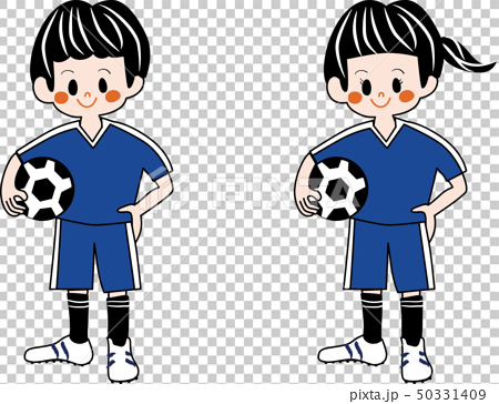 サッカーボールを持つ子供のイラスト素材