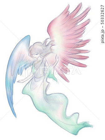 色違い 翼 羽ばたき 天使のイラスト素材