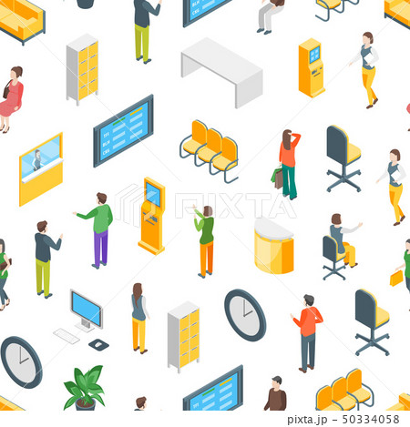 Bank Office Seamless Pattern Background Isometric View. Vector 50334058