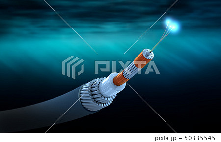 Cross section of a submarine communications cable 50335545