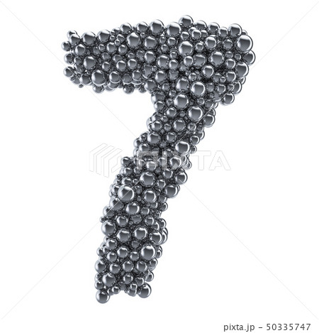 Metallic number 7 from metal balls, 3D rendering Metallic number 7 from metal balls, 3D rendering 50335747