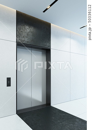 modern elevator with closed doors in office lobby, modern elevator with closed doors in office lobby, 50336112