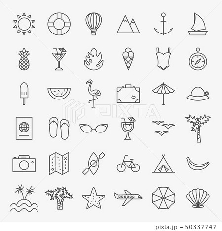 Summer Travel Line Icons Set 50337747