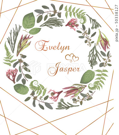 Green vector wreath frame flowers and Green vector wreath frame flowers and 50338127