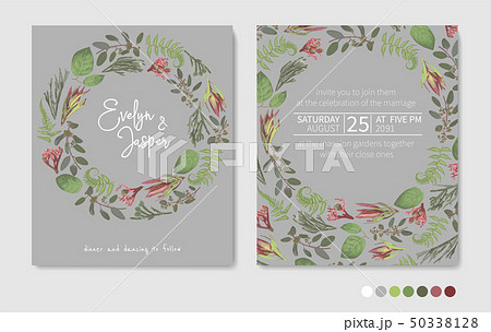 Green vector wreath frame flowers and Green vector wreath frame flowers and 50338128