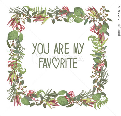 Wreath with flowers and leaves isolated on white Wreath with flowers and leaves isolated on white 50338131