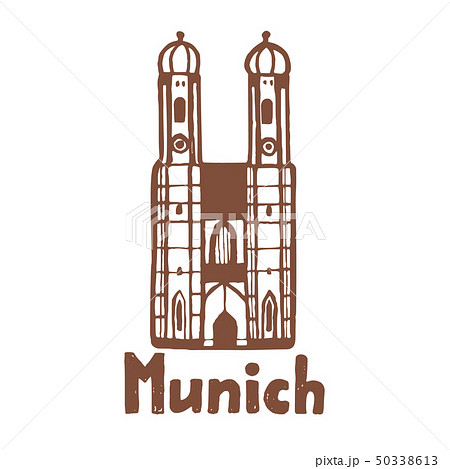 Isolated Munich Frauenkirche in Hand Drawn Style Isolated Munich Frauenkirche in Hand Drawn Style 50338613