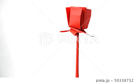Red paper flower isolated on white background. Red paper flower isolated on white background. 50338732