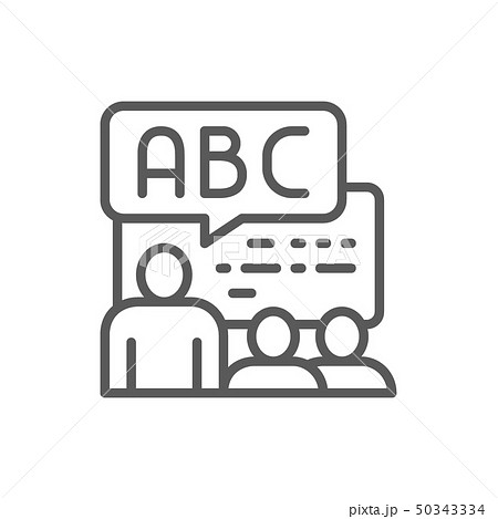 Foreign language lessons, training line icon. Foreign language lessons, training line icon. 50343334