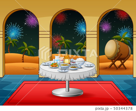 Celebration takbir night with food dishes Celebration takbir night with food dishes 50344378