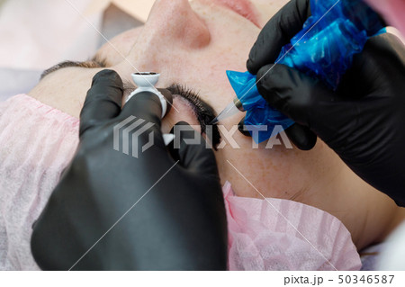 Permanent makup on face, eyelid tattoo 50346587