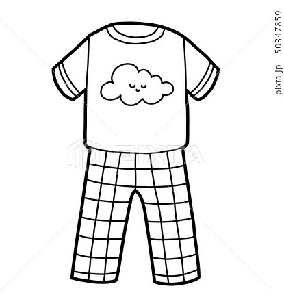Coloring Book Pyjamas With Cute Cloudのイラスト素材