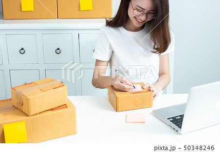 Asian teenager owner business woman work at home 50348246