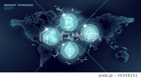 Global international blockchain cryptocurrency. World map low poly modern future finance banking Global international blockchain cryptocurrency. World map low poly modern future finance banking 50348331