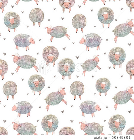 Watercolor sheep pattern 50349301