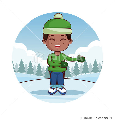 Happy boy in winter clothes 50349914