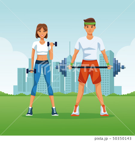 Fitness couple at park Fitness couple at park 50350143