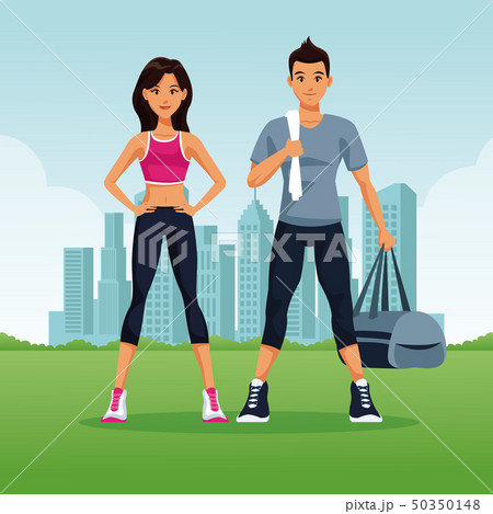 Fitness couple at park Fitness couple at park 50350148