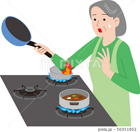 高齢者の家庭内事故 服に火が着く 高齢者の家庭内事故 服に火が着く 50351952