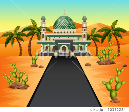Road to the mosque on the desert background Road to the mosque on the desert background 50352224
