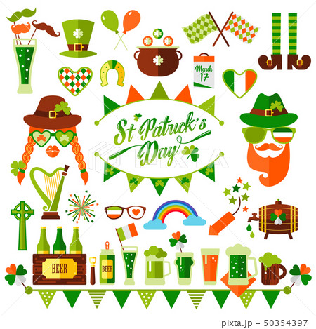 Set of St. Patricks day in green and orange Set of St. Patricks day in green and orange 50354397