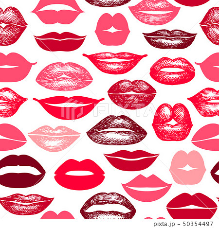 Vector seamless background. lips hand drawn 50354497