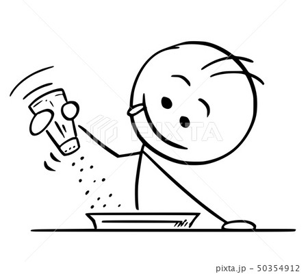 Cartoon of Happy Hungry Man Holding Salt Shaker... - Stock Illustration  [50354912] - PIXTA