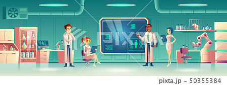 Scientific laboratory interior with scientists 50355384