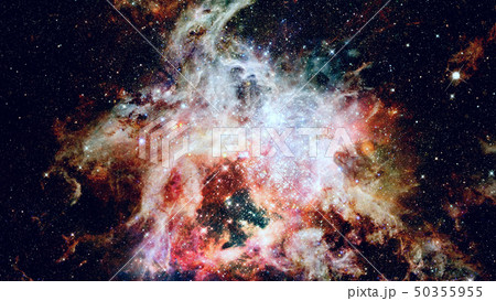 Nebula and galaxies in dark space.  50355955