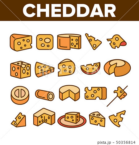 Cheddar Cheese Linear Vector Icons Set Cheddar Cheese Linear Vector Icons Set 50356814