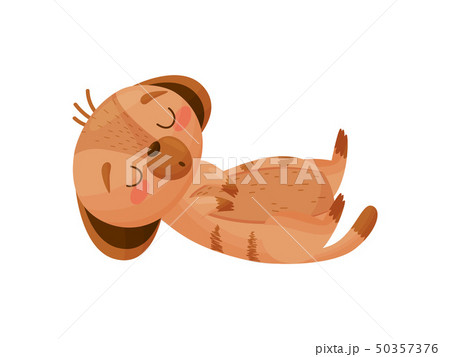 Cartoon gopher resting supine. Vector illustration on white background. 50357376