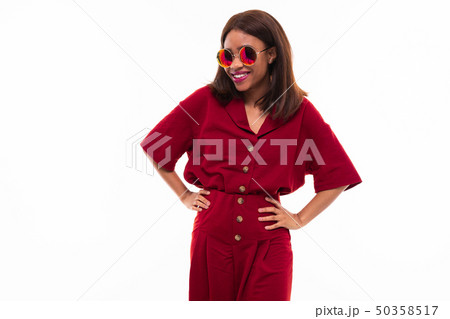 modern portrait of african young girl possing on white background 50358517