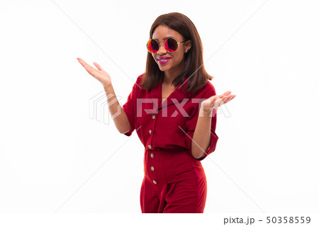 modern portrait of african young girl possing on white background 50358559