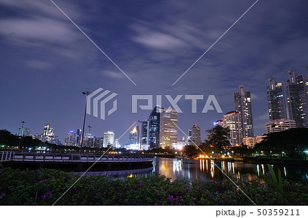 Night View of Benjakiti Park in Bangkok, Thailand 50359211