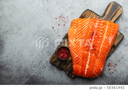 Delicious raw salmon fillet Delicious raw salmon fillet 50361491