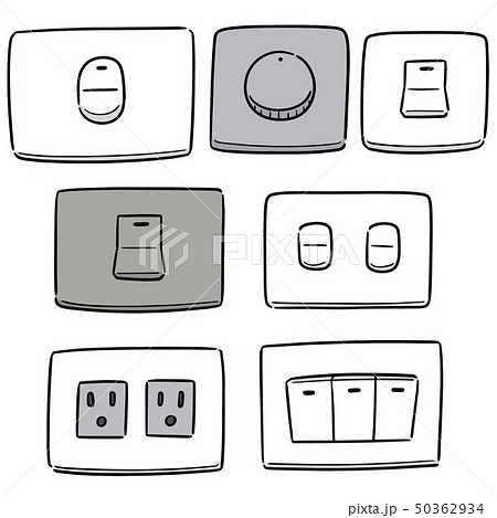 Vector Set Of Electric Switch And Plugのイラスト素材