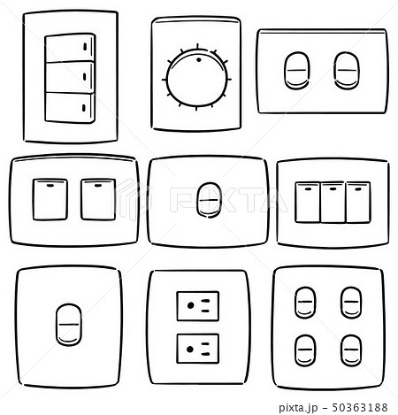 Vector Set Of Electric Switch And Plugのイラスト素材