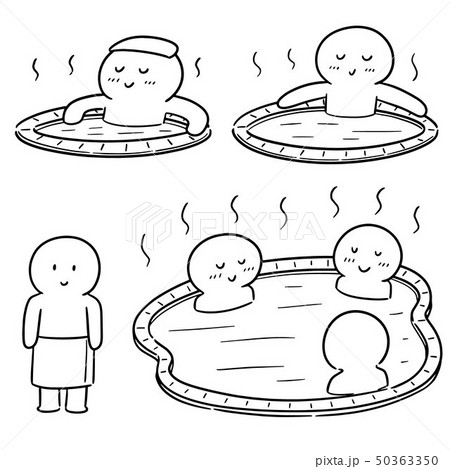 vector set of people bathing in hot water pool vector set of people bathing in hot water pool 50363350