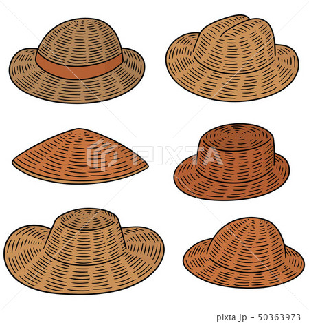 Vector Set Of Straw Hatのイラスト素材