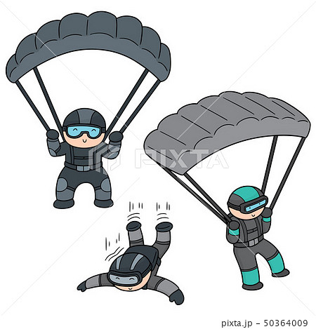 Vector Set Of Parachuterのイラスト素材
