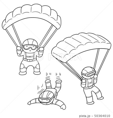 Vector Set Of Parachuterのイラスト素材