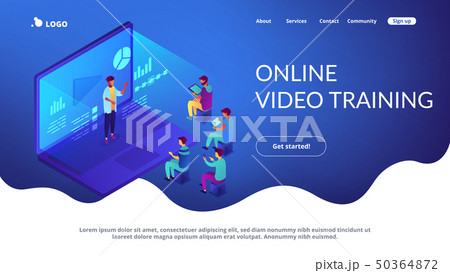 Webinar isometric 3D landing page. Webinar isometric 3D landing page. 50364872
