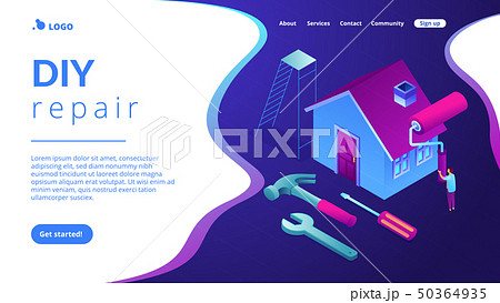 DIY repair concept isometric 3D landing page. DIY repair concept isometric 3D landing page. 50364935