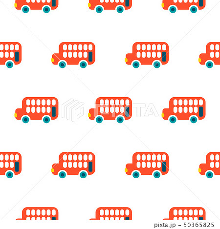 Double decker red bus kid seamless vector pattern. 50365825