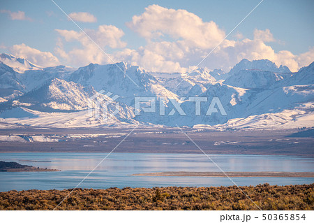 Aerial view over Mono lake - a saline soda lake in Mono County 50365854