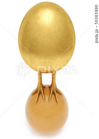 golden egg with golden chicken feet is on the chicken egg. concept of domination and success golden egg with golden chicken feet is on the chicken egg. concept of domination and success 50365990