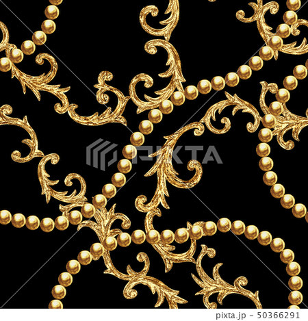 Golden chain baroque style seamless pattern Golden chain baroque style seamless pattern 50366291