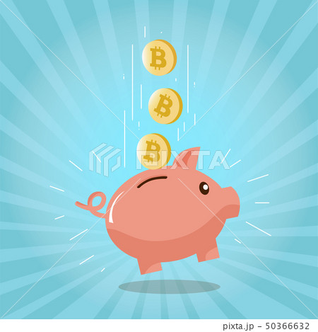 Flat icon piggy bank with coins, bitcoin 50366632